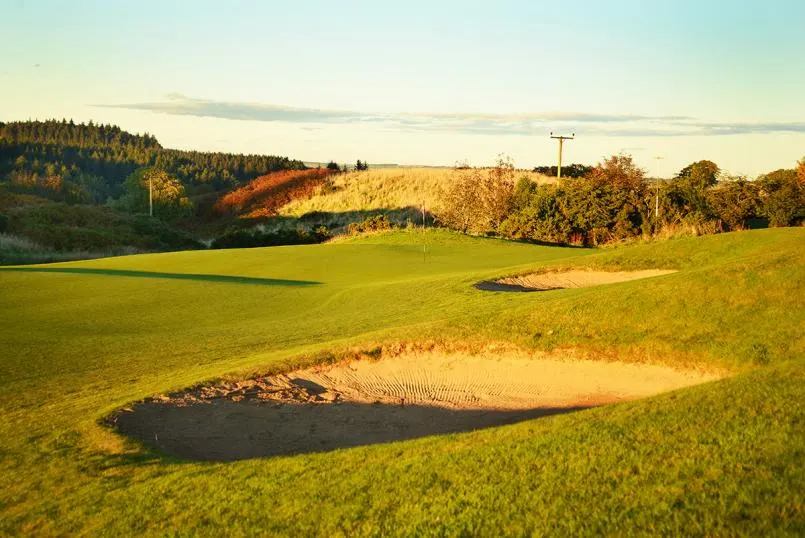 Bunker and green at Craibstone in golden light
