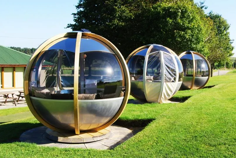 The dining pods beside the clubhouse